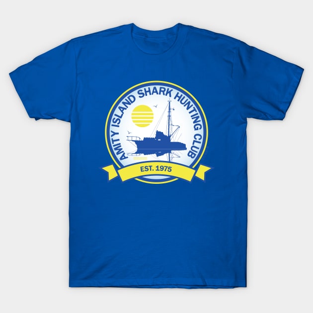 Amity Island Shark Hunting Club Est. 1975 T-Shirt by Gimmickbydesign